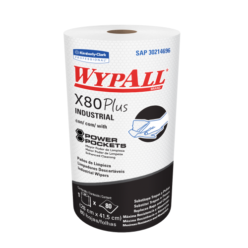 PAÑO INDUSTRIAL ABSORBENTE C/BLANCO RLL X 80 PAÑOS 42 X 28CMT WYPALL X-80 PLUS 30214696